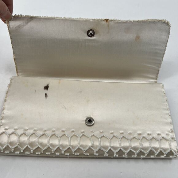VTG Hoag Stunning Satin Beaded Evening Clutch Purse Wedding Holiday Classy Party - Picture 8 of 16